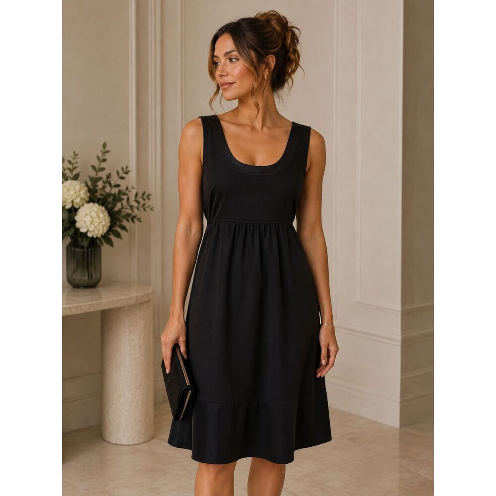 Simply Vera Vera Wang Black Sleeveless Scoop-Neck Midi Dress | Size 10